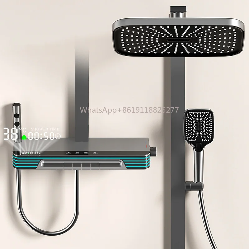 

Piano Key Back Waist Spray Massage Bath and Shower System Set New Product Hot Sale Wall Mounted Smart Digital Display