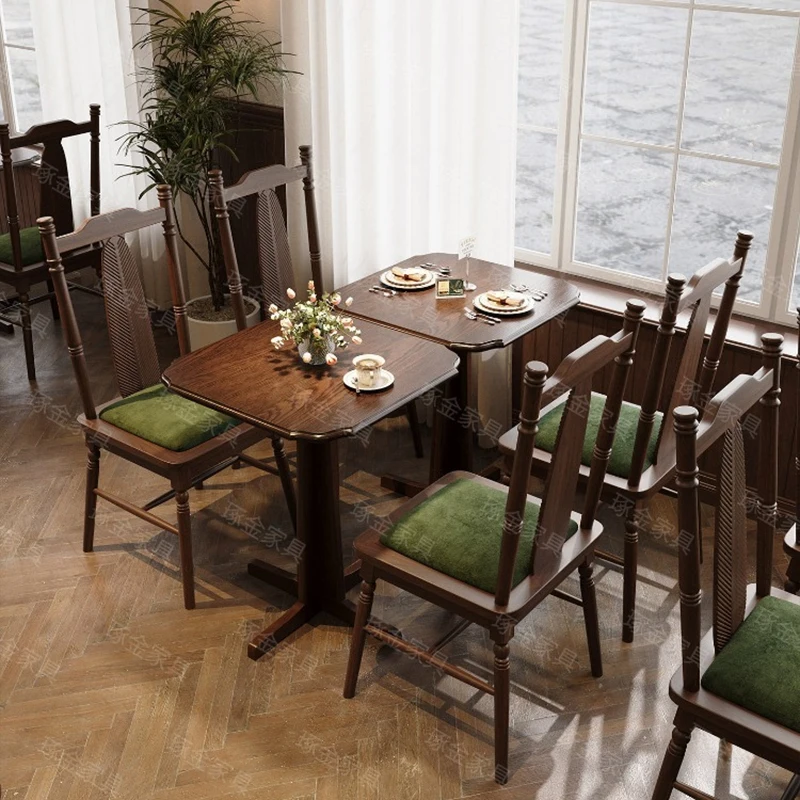 Nordic Retro Café Tables Chair Set Modern Simple Western Restaurant Dessert Shop Bar Table Designer Commercial Furniture FYCT