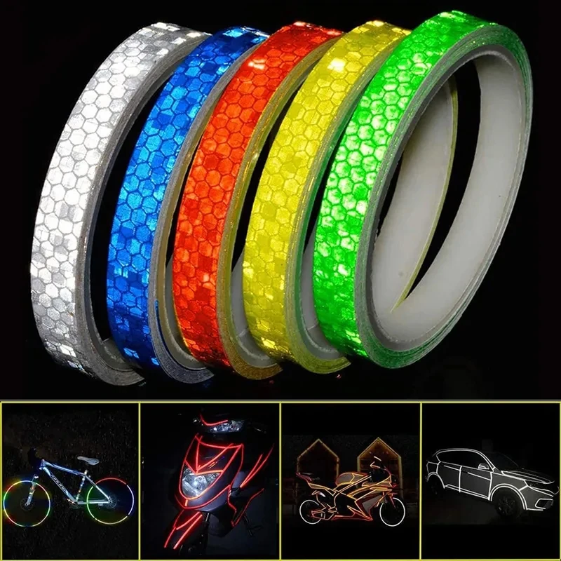 8meters Bicycle Wheels Reflect Fluorescent MTB Bike Reflective Sticker Strip Tape for Cycling Warning Safety Bicycle Wheel Decor