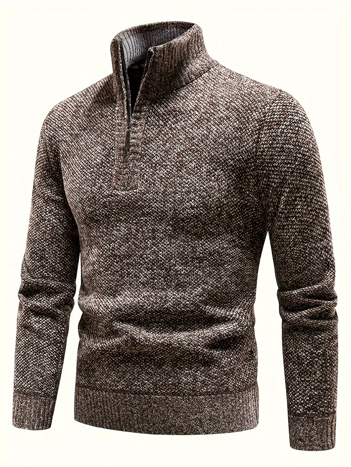 الرجال سميكة الوقوف طوق محبوك سترة الخريف الشتاء الصوف شبه سستة البلوز معطف دافئ عادية كم طويل سترة