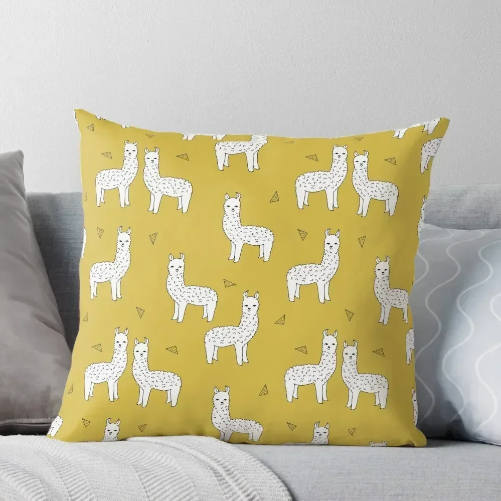 

Alpaca - Mustard by Andrea Lauren Throw Pillow Christmas Covers Cushions For Sofa Pillow Decor christmas pillowcases pillow