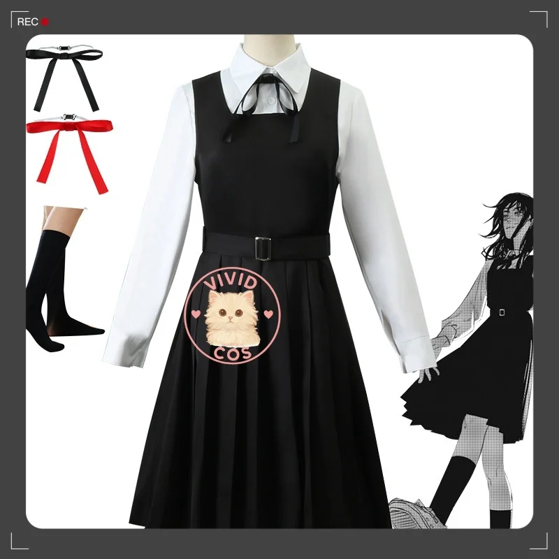 

Chainsaw Man Asa Mitaka School Uniform Black and White Pleated Skirt War Devil Cosplay Costume Full Women's Clothing Set Anime