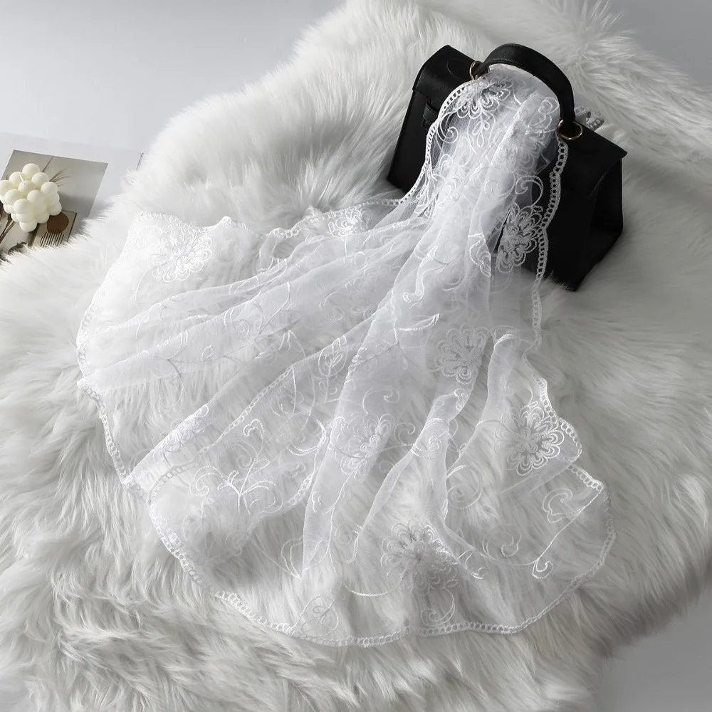 Lace Scarf Embroidered Floral - Stole Wedding Shawl avis et prix