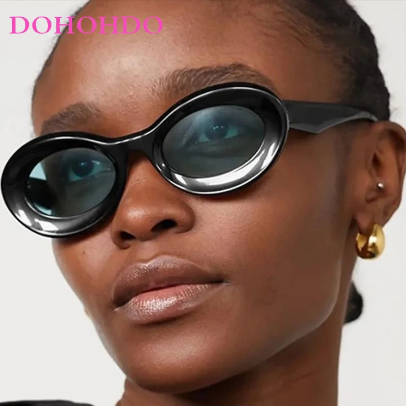 

Vintage Thick Frame Oval Glasses For Men Trendy Brand Designer Outdoor Sunglasses Female Summer Traveling Drive Eyeglasses UV400