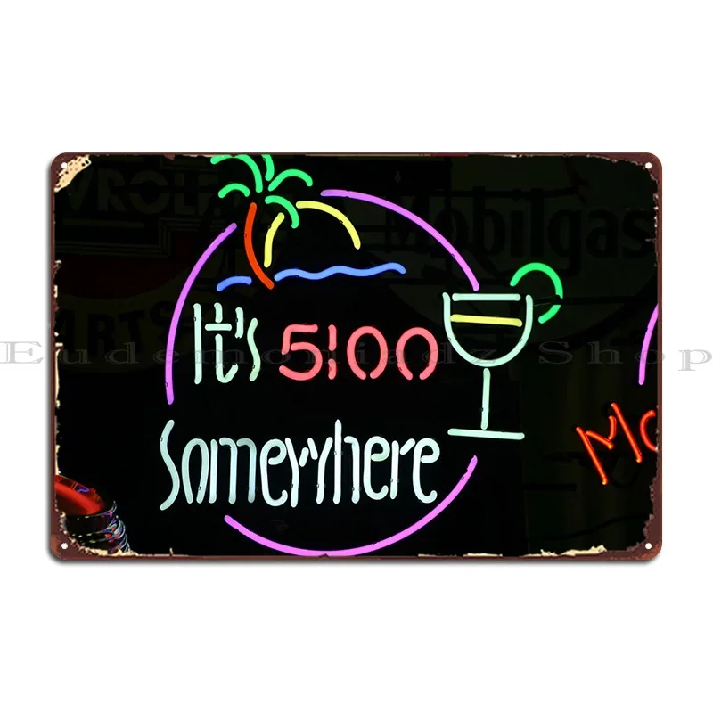 It S 5 Oclock Somewhere Metal Plaque Poster Pub Mural Print Painting Wall Mural Kitchen Tin Sign Poster