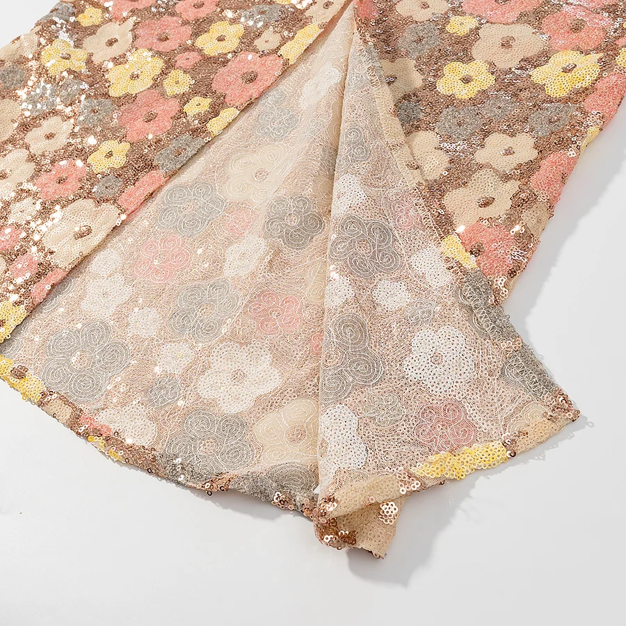 KONDALA Chic Sexy 2025 Paillettes Estate Donna Abito Backless Cami Floreale Tubino Abiti Lunghi Ricami Femminili Slim Split Abiti