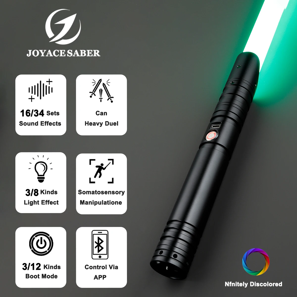 

JoyaceSaber Xeno Pixel Lightsaber Sensitive Smooth Swing Jedi Light Sabers Metal Heavy Dueling Sword Laser Cosplay Luminous Toys