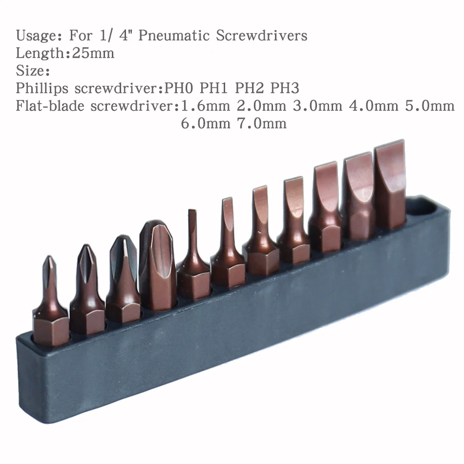 1/4 Polegada s2 liga de aço 25mm longo magnético torx phillips flat-blade hexágono interno chave de fenda bits conjunto ferramentas