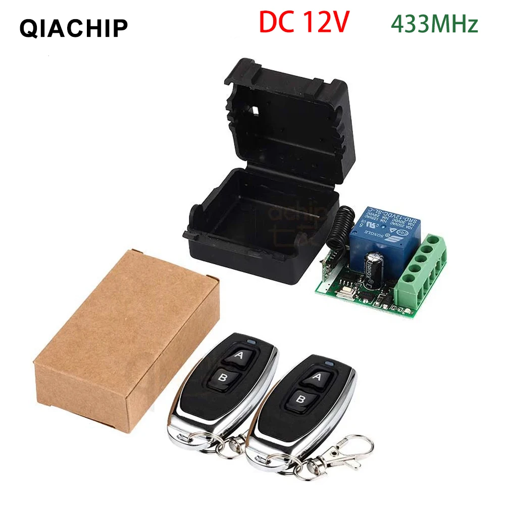 

QIACHIP 433MHz Universal Remote Control DC 12V 1CH Relay Wireless Receiver Module Transmitter Remote Control Switch Garage Door