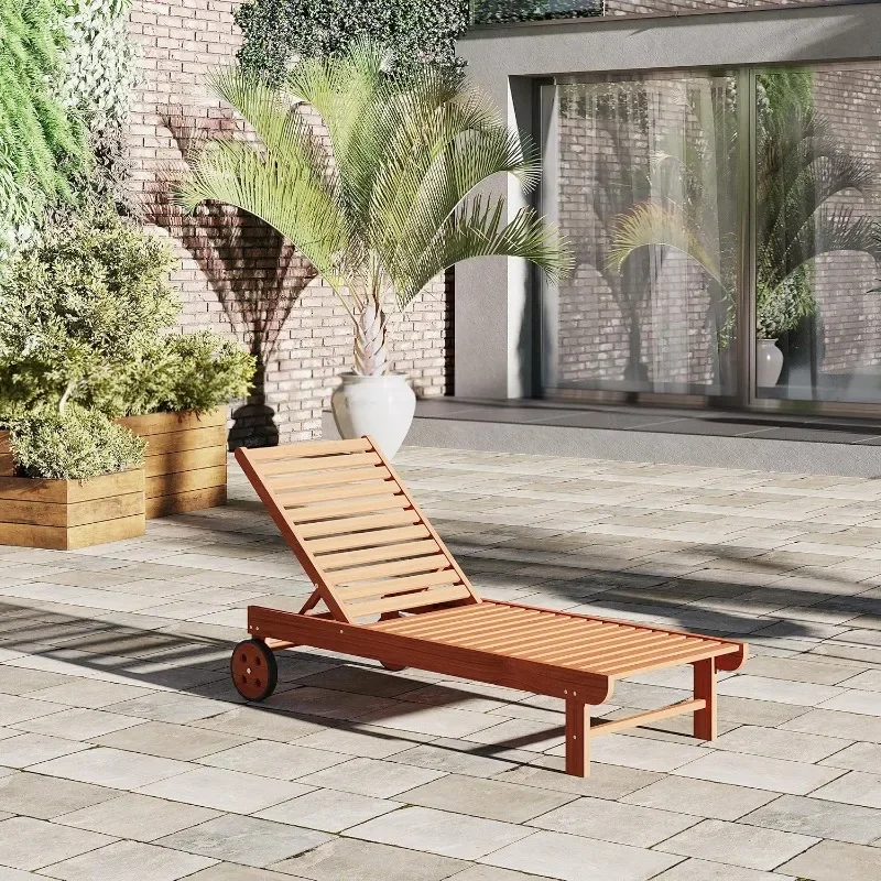 Garopaba 1-Piece Poolside Chaise Lounger | Eucalyptus Wood | Ideal for Outdoors and Indoors, 72Lx26Wx38H