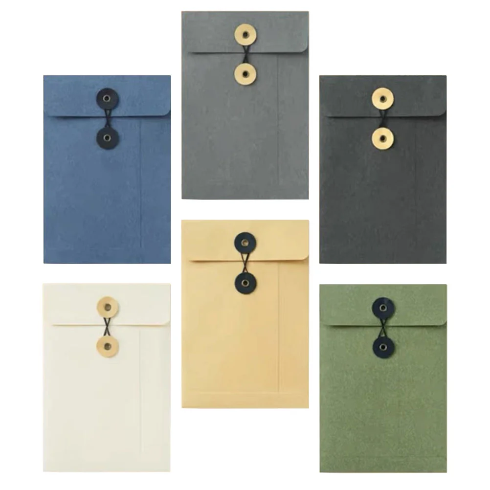 6 Pcs Portfolio Envelope Thick File Pockets Receipt Organizer Bag Folder Kraft Paper Large Bags Folders Office Buttons