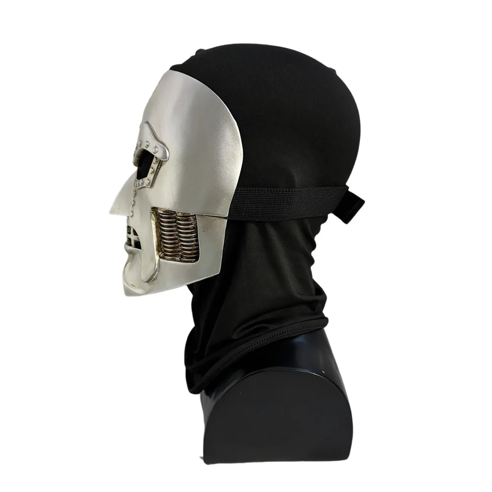 Cosplay-Maske Silber Erwachsene Herren Vollgesichts-Harz-Kopfbedeckung mit Verstellbarem Gürtel Bösewicht-Kostüm-Requisiten – Detail 4