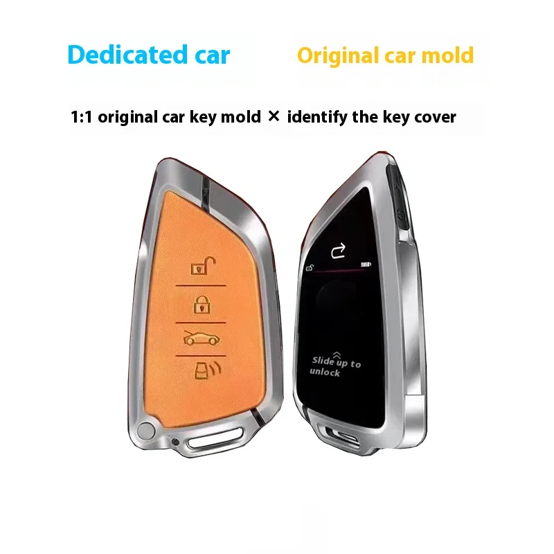 Leather Smart LCD Modified Key Cover Case Screen Display Remote Control Buckle for Volkswagen Land Rover Keyless Entry Auto Lock