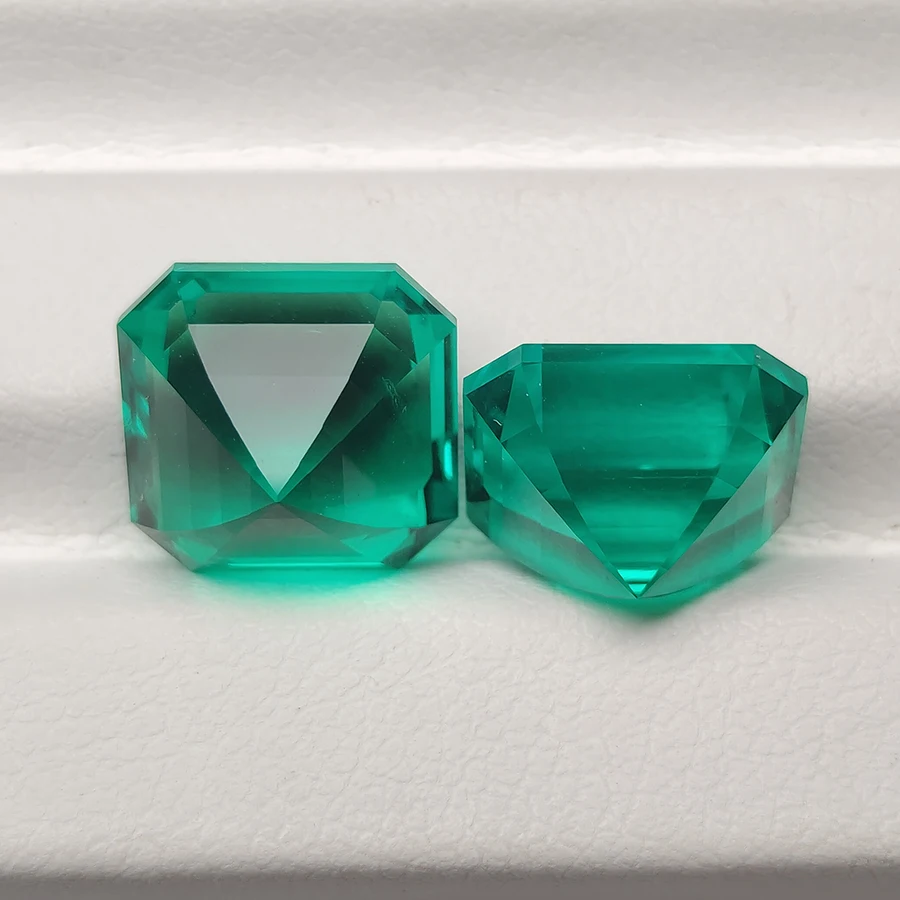 Top Hydrothermal Lab Grown Columbia Emerald Gemstone Asscher Cut Synthetic Emerald Stone With AGL Certificate