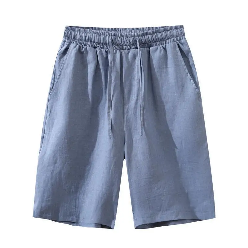 Pantaloni larghi da uomo in cotone e lino, taglio dritto, estivi, sottili, traspiranti, da spiaggia, casual, a gamba larga, comodi e leggeri
