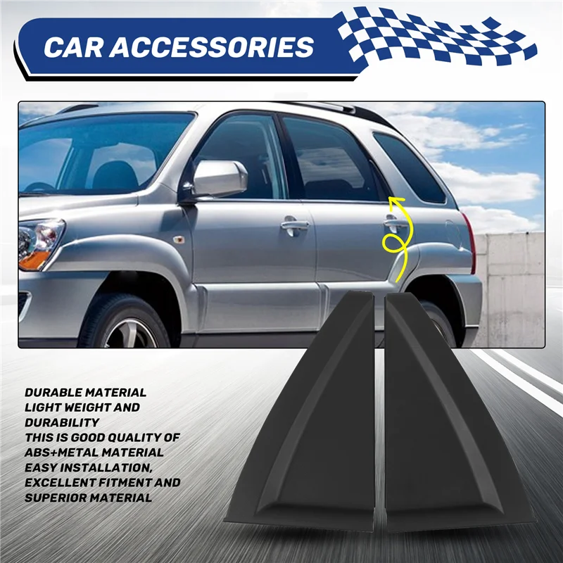 AS-For Kia Sportage 2006-2009 2010 مجموعات غطاء النافذة الخلفية الباب الجانبي ثلاثي الزوايا عمود الكسوة حامي الملحقات