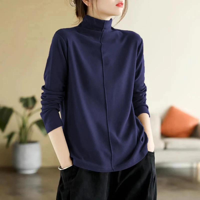 

Women Clothing New Long Sleeve Plus Size Solid Vintage Tops Simplicity All-match Harajuku T Shirts Fashion Casual Women Clothing