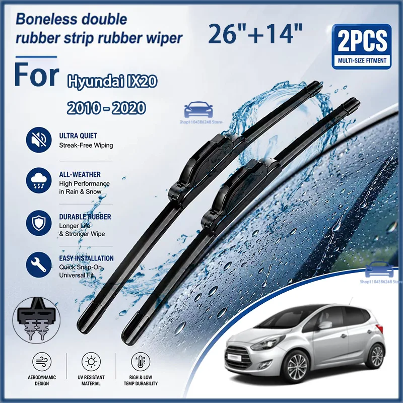 

Front Wiper Blades For Hyundai IX20 2010 - 2020 Windshield Windscreen Clean Window Car Rain Brushes 26"+14" Modification parts