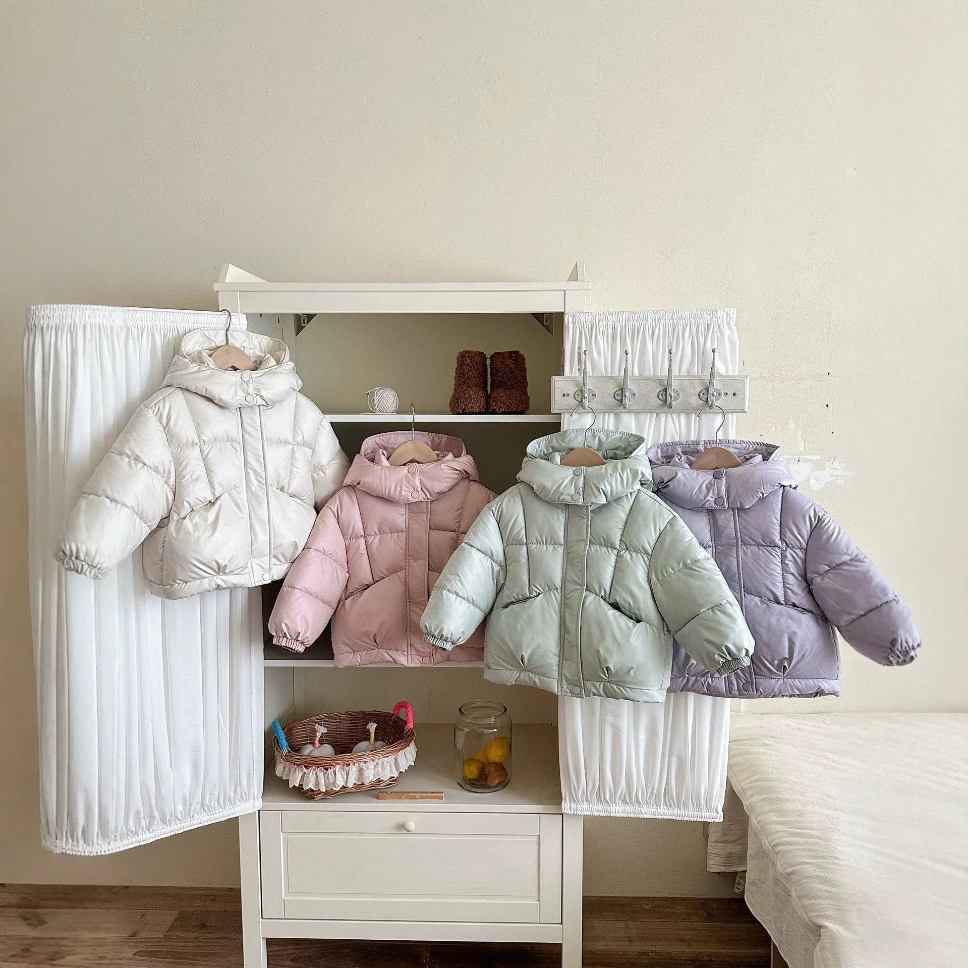 UNITIM Winter Kids Girls Parka 2-10Yrs Children Girls Thicken Warm Hooded Outerwear Coat Toddler Babys Girls Plush Padded Jacket