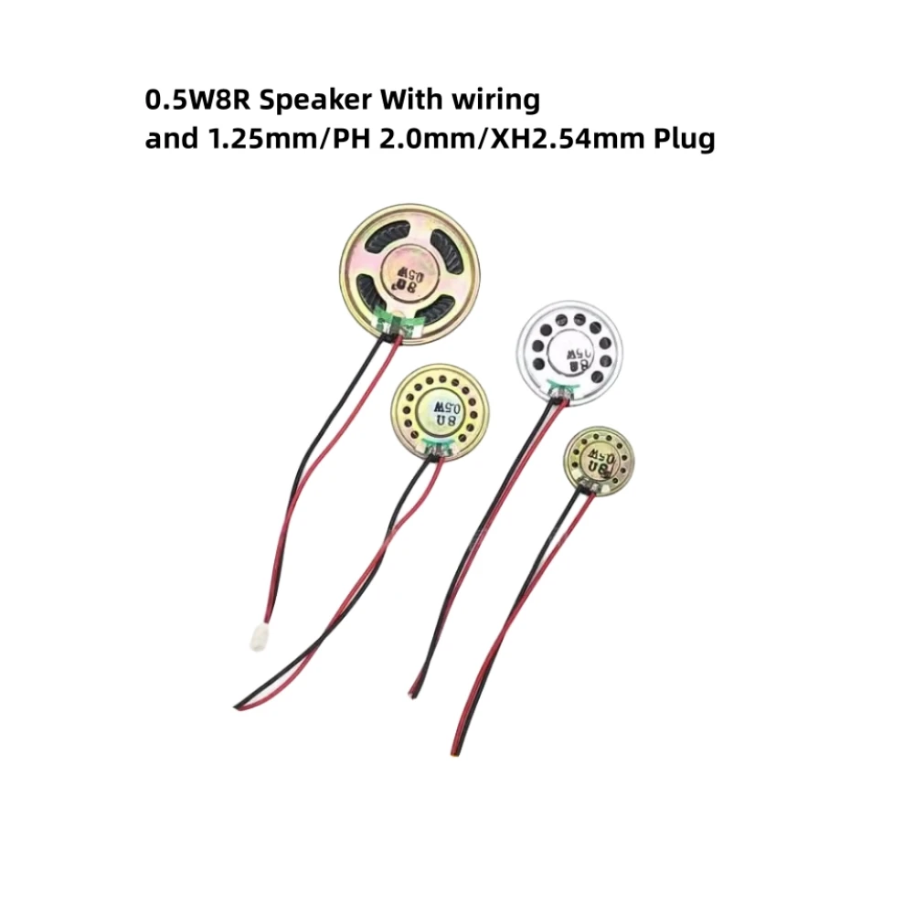 8R0.5W/1W8R 8Ω 0.5Watt Speaker With 1.25mm/PH2.0/XH2.54 Plug Diameter 20/23/28/30/36/40/50/70mm For Toy/Audio/Video Loudspeaker