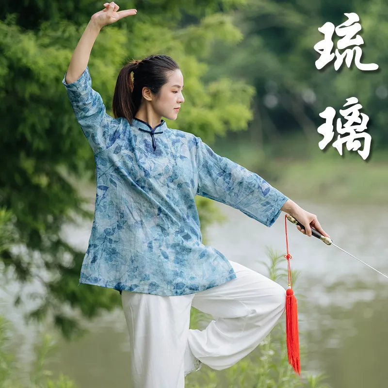 Martial Arts Tai Ji Suit Women's Clothing 2026 New High-End Cotton and Linen Tai Exercise Clothing Women's Summer Long Thin