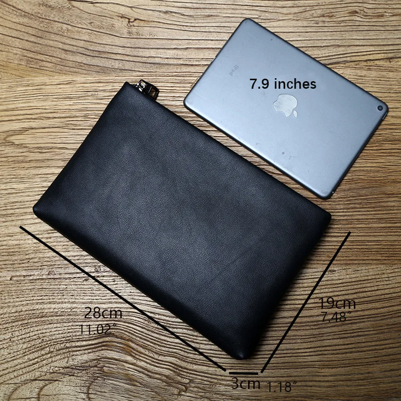 Nzpj Echt leder Herren handtasche natürliche Rindsleder Clutch Tasche große Kapazität Brieftasche Freizeit Tablet Tasche Umschlag Tasche Handy tasche – Detail 2