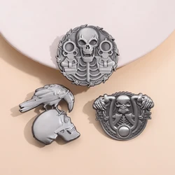 Retro Silver Plating Skeleton Enamel Pin Custom Cool Motorcycle Punk Backpack Badge Metal Brooch Jewelry Gifts Friends Wholesale