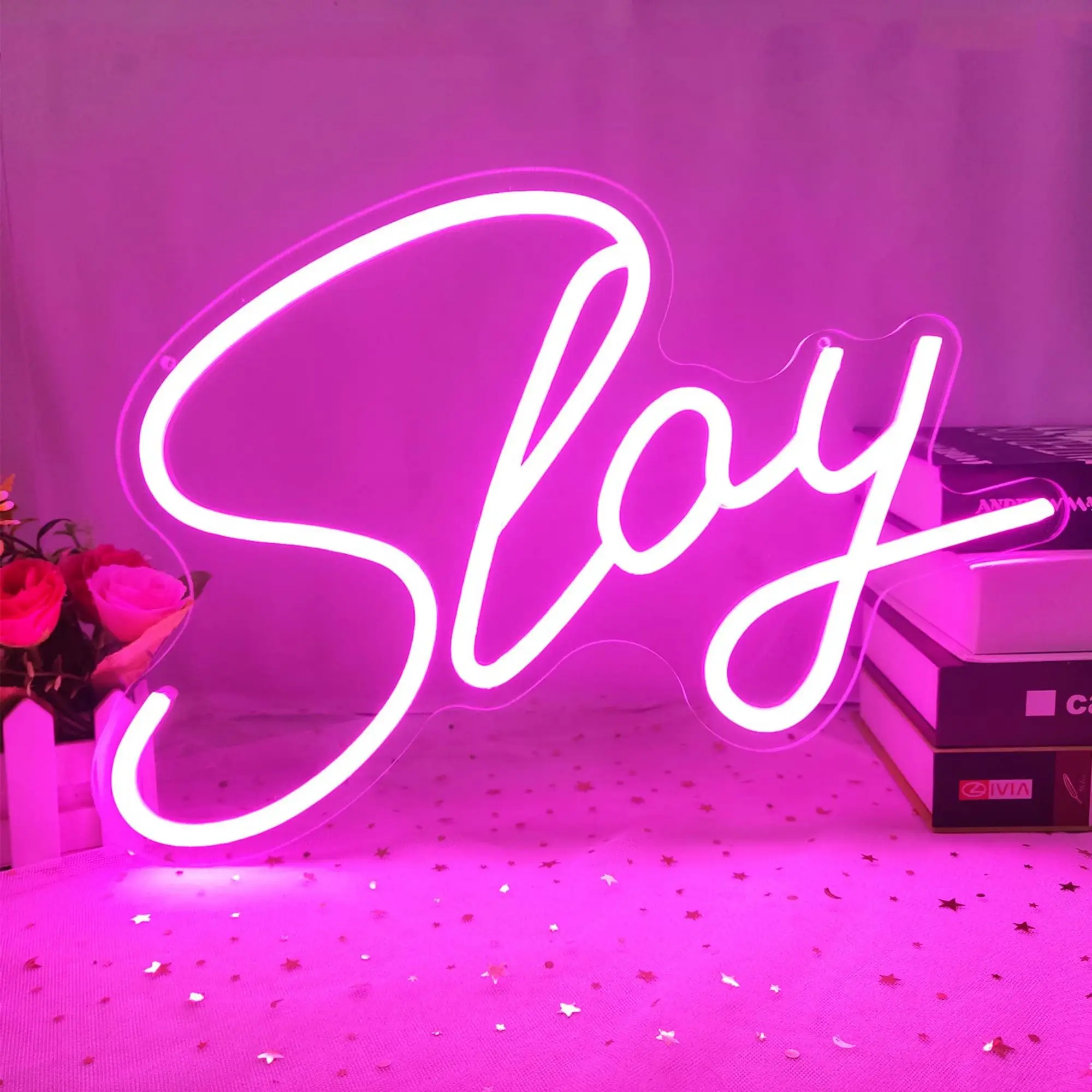 

Slay Neon Sign for Wall Decor Violent Aesthetics, USB LED Light Sign for Bedroom Girl Living Room Salon Holiday Party Decoration