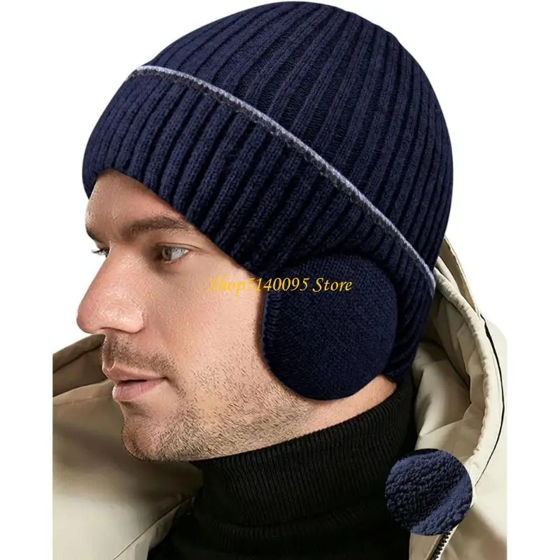 DXAE Winter Cold Weather Ear Cover Hat for Adults with Soft Inner Lining Ribbed Outer Shell and Easy Daily Wear Comfort