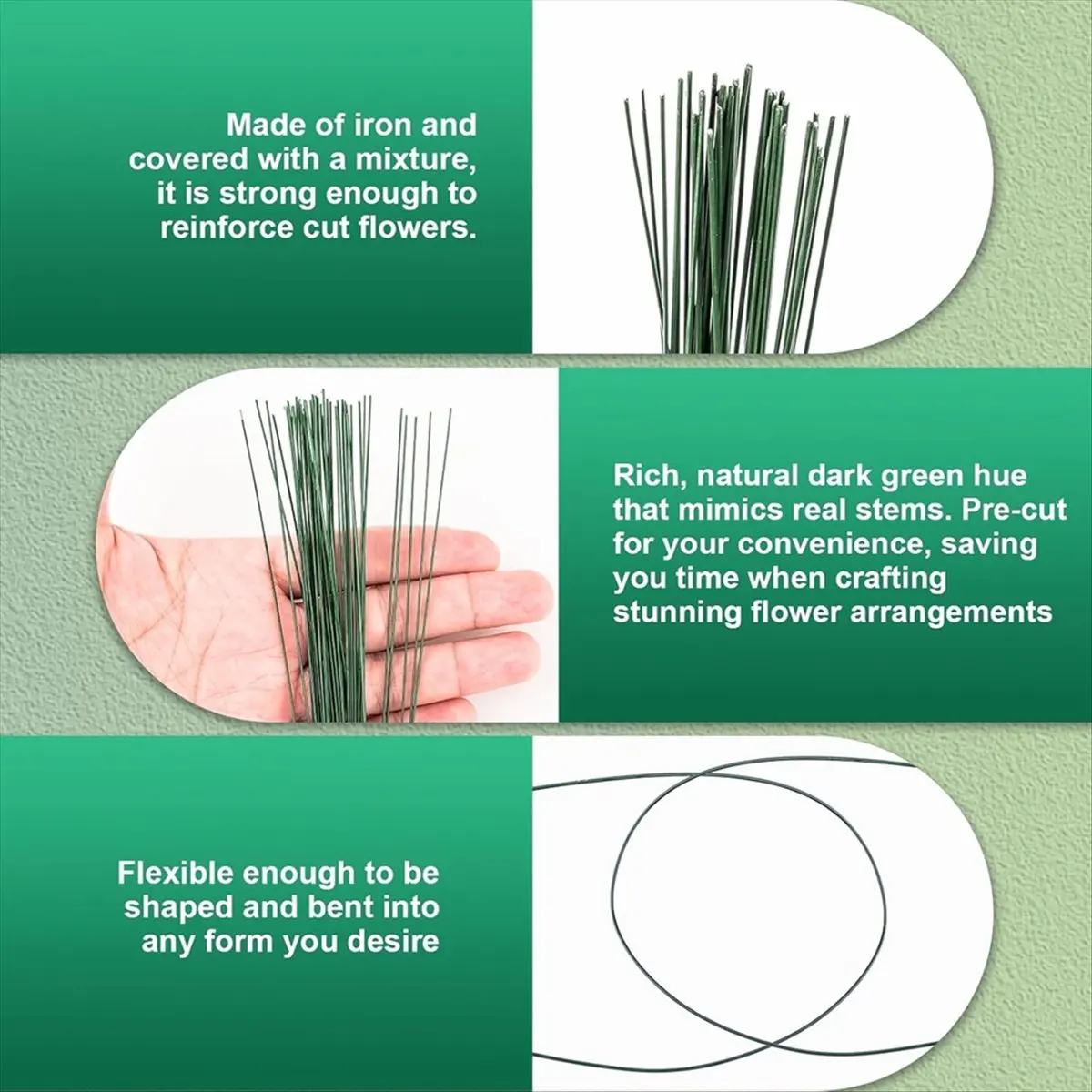 Floral Tape and Floral Wire Kit,Includes 4 Rolls of Flower Tape and 40 Flower Stems Wire for Bouquet Wrapping, Floral