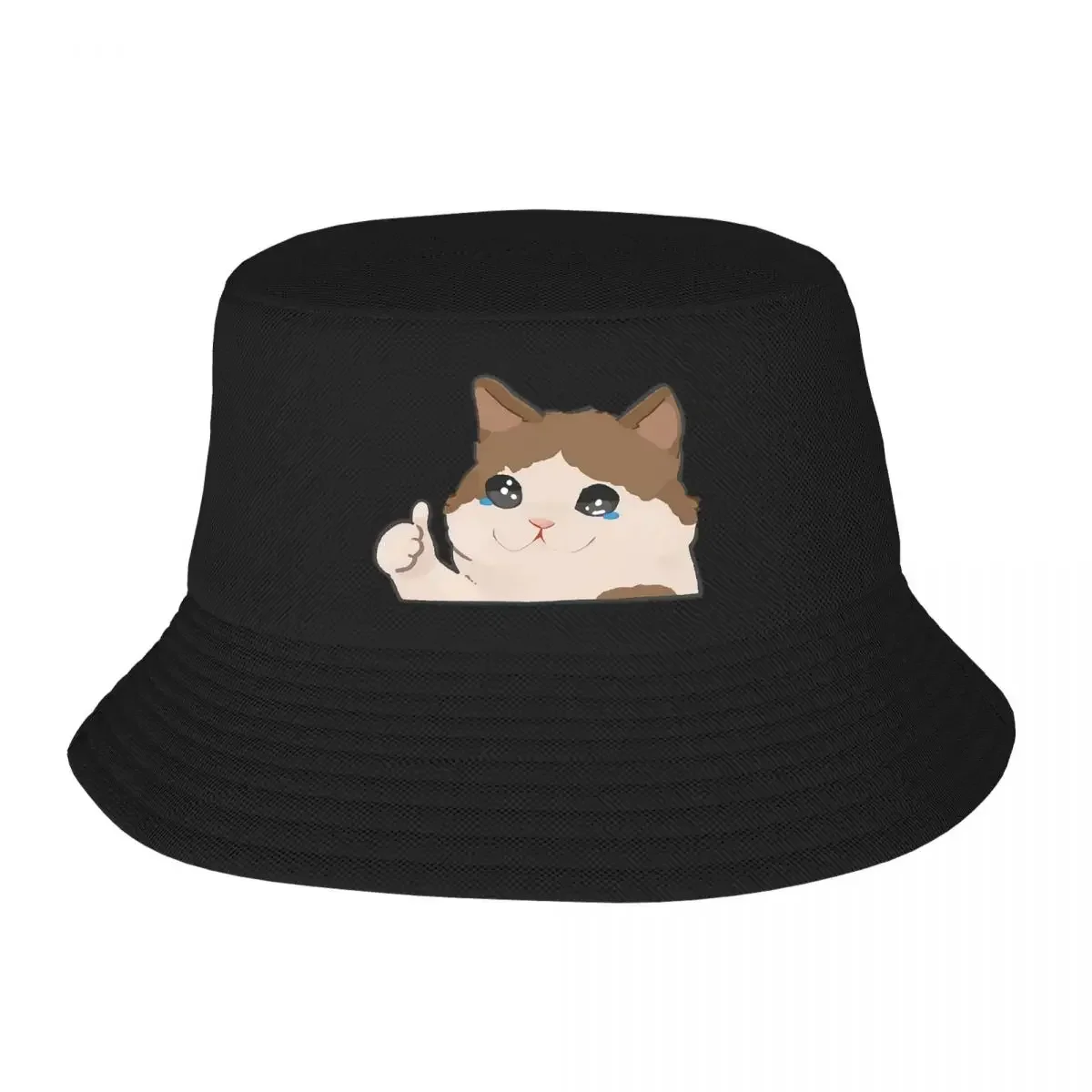 Crying Cat Meme Bucket Hat Panama For Man Woman Bob Hats Hip Hop Fisherman Hats Summer Beach Fishing Unisex Caps