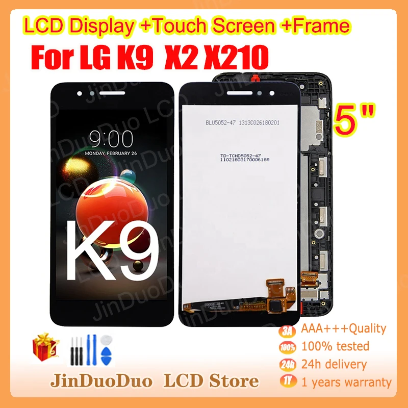 

ЖК-дисплей 5,0 дюйма для LG K9 X2 X210, дигитайзер экрана в сборе, Замена для LG K9, запчасти для ЖК-экрана LG K9, запасные части