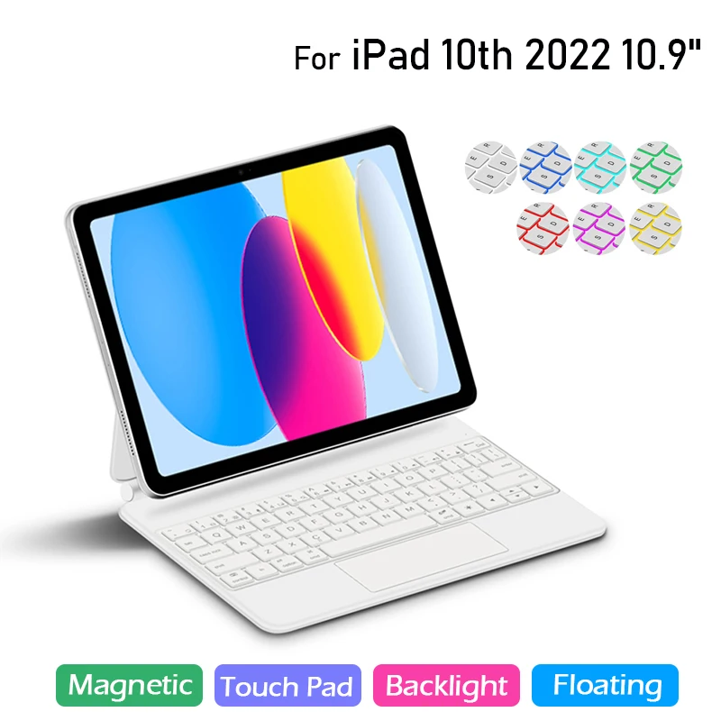 

Funda For iPad 10 10th Generation 10.9 Inch 2022 A2696 A2757 A2777 Case Touch pad Magic Keyboard Rechargeable With Backlight