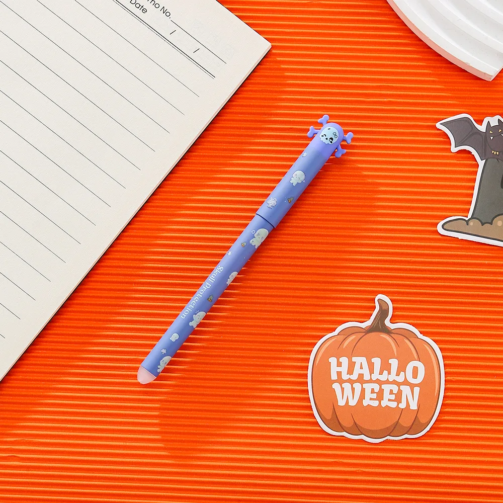 1-6 Stück Halloween löschbare Gelstifte, 0,7 mm Klick-Druckstift-Set, niedliche Geister-, Kürbis- und Fledermaus-Motive, Schreibgeschenk für Schüler, Schule und Büro – Detail 13