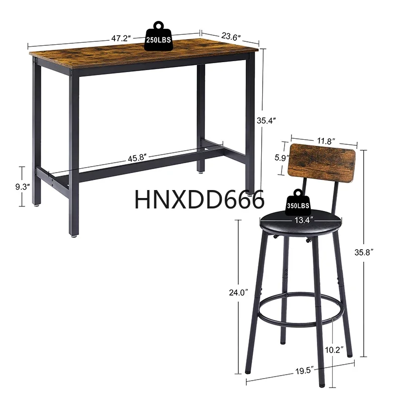 Dining Chairs, Counter Height Set Upholstered Backrest & Footrest, for Home & Kitchen Breakfast, Bar Table with 4 Pu Seat Stools