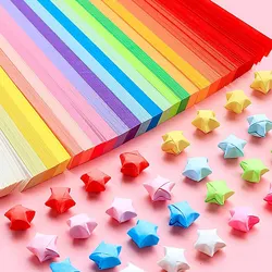 Multicolor Star Origami Paper Solid Color Gradient Color Star Paper Decoration Paper Strips DIY Hand Art Crafts