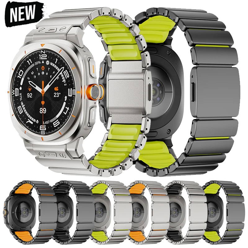 

Магнитный ремешок для Samsung Galaxy Watch Ultra 2025 47 мм, металлический силиконовый ремешок из нержавеющей стали для Watch Ultra 2024, роскошный браслет
