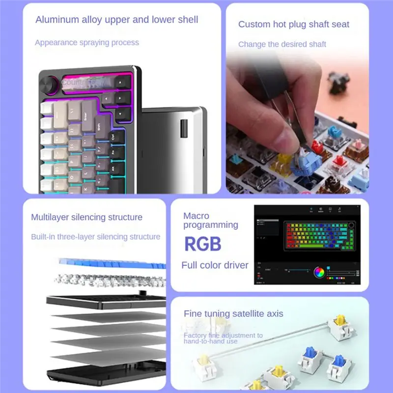 A60F-83 teclas Kit de teclado mecánico de aluminio con cable RGB intercambio en caliente teclados para juegos multifunción de Metal personalizados