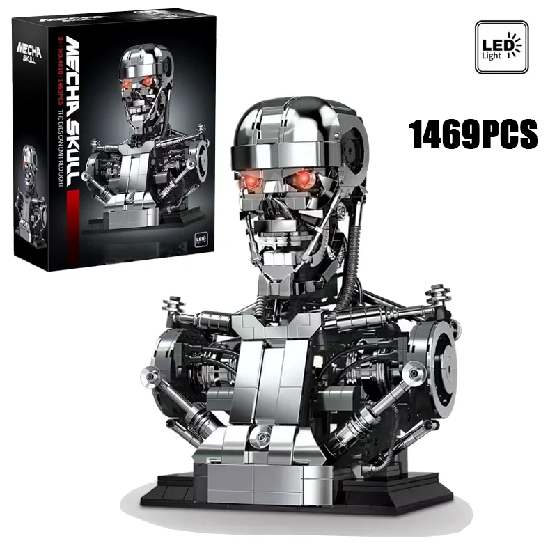 1469PCS Or 1272PCS Creative Steel Hornet Mecha Skeleton Model Building Blocks With LED Light Construction Bricks Toy Gift
