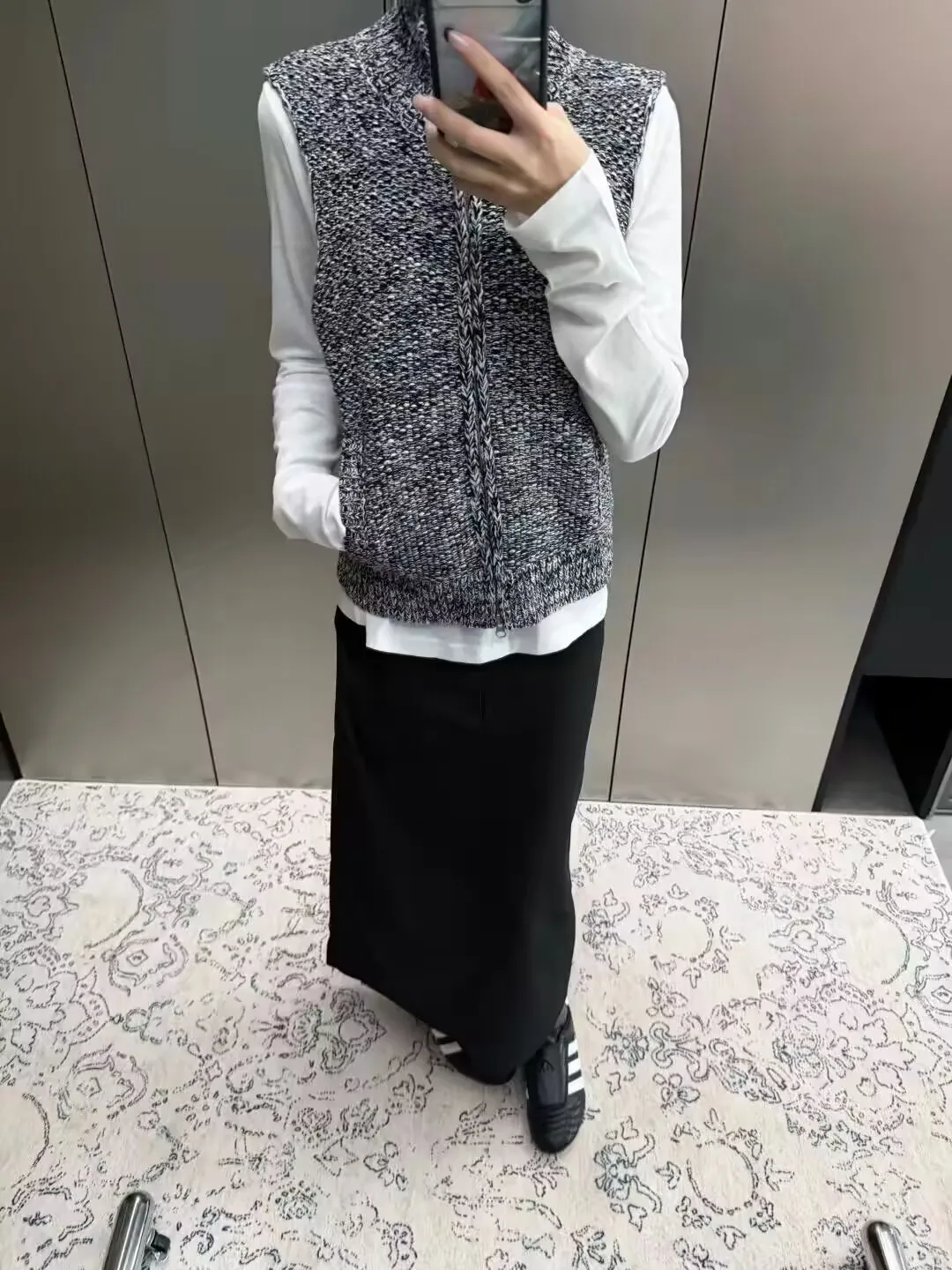 

Женский корейский модный вязаный жилет с высоким воротником, зимний, на двойной молнии, многослойный, в стиле ретро, кардиган-свитер