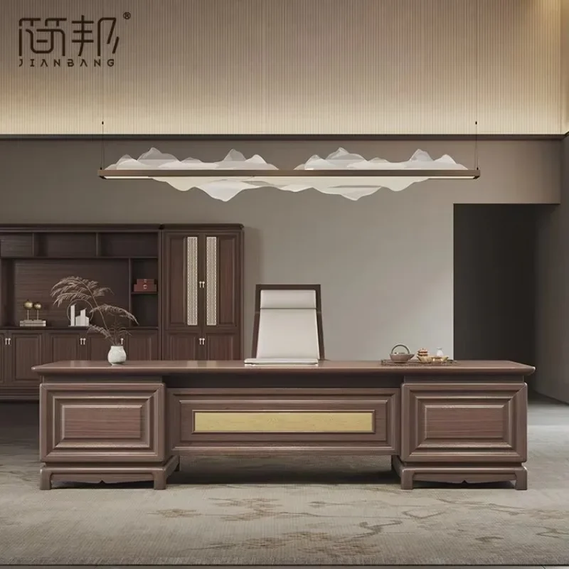 New Chairperson High-end Atmospheric Office Furniture Ebony Solid Wood TableX15