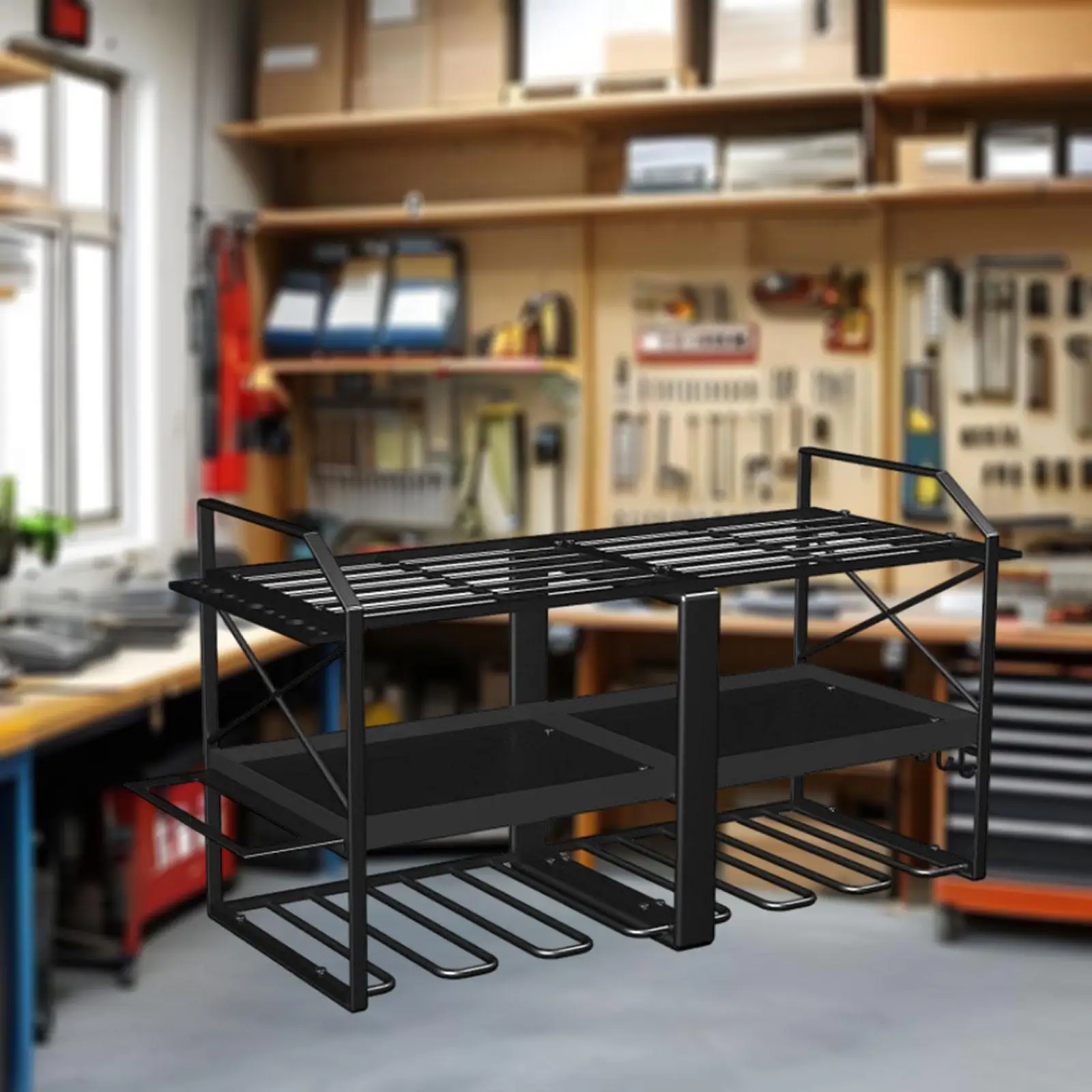 

Drill Hanger Compartment Box Power Tool Storage Rack Wall Mount Heavy Duty Garage for Gift Workshops Pegboard Garages Christmas