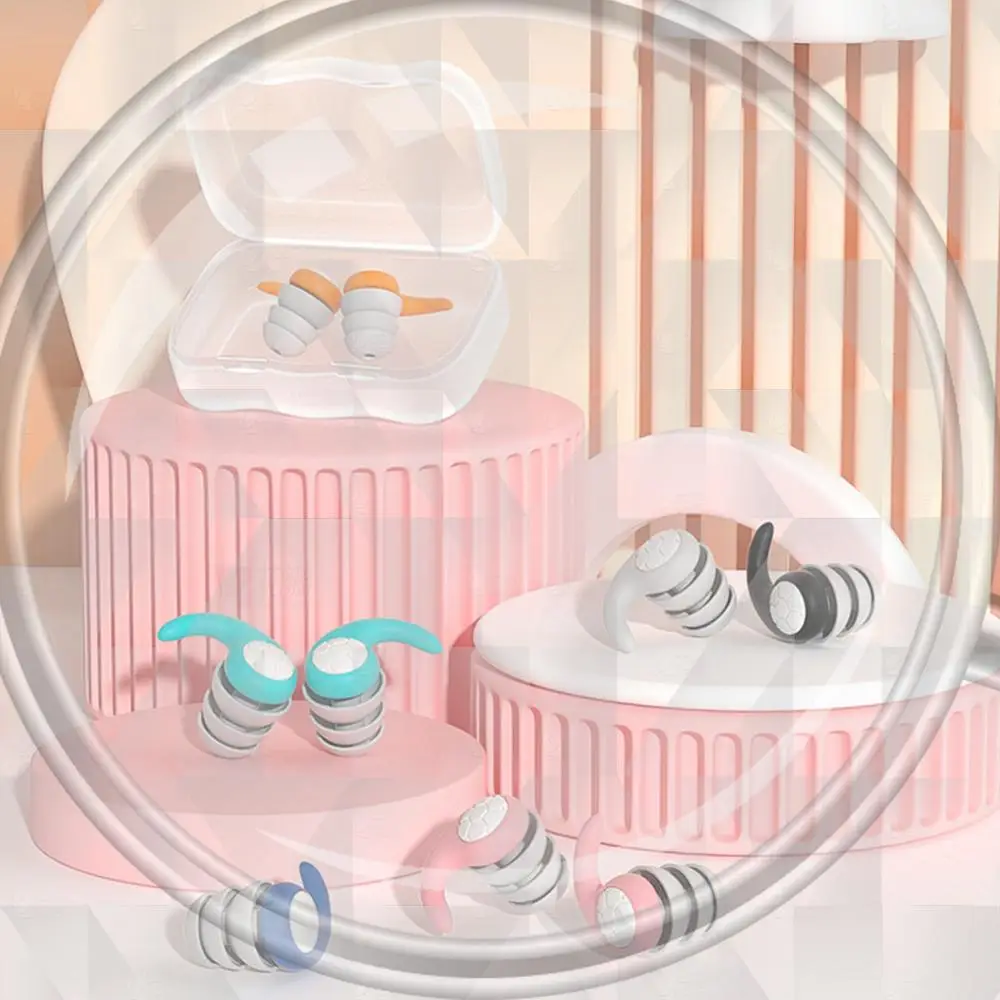 

1 Pair Silicone Ear Protector Waterproof 3 Layers Sleeping Earplugs Canceling Noise with Storage Box for 5-12 Year Old Children