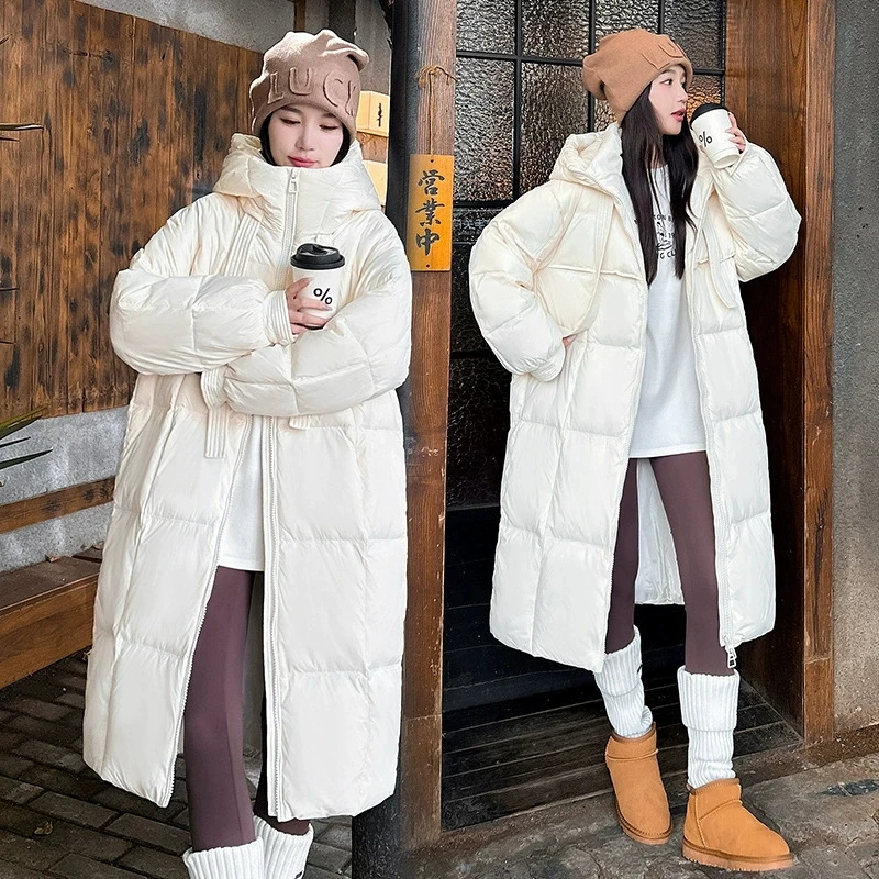 Women Winter Long Cotton Coat 2025 New Warm Thicken Cotton Padded Jacket Korean Loose Hooded Parkas Coat Women Outwear