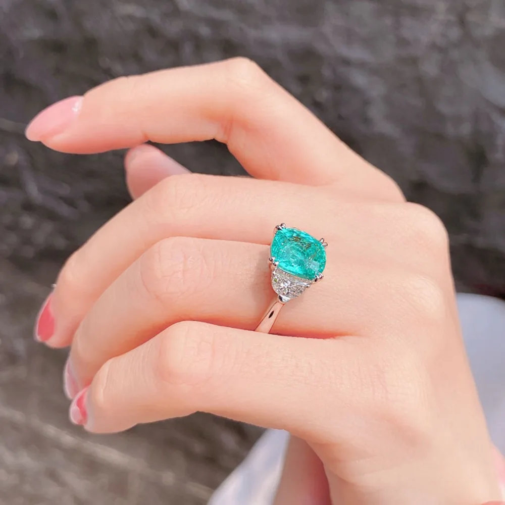 Modischer 925 Sterling Silber Parairaiba Eleganter Minimalistischer Offener Ring für Damen – Detail 5