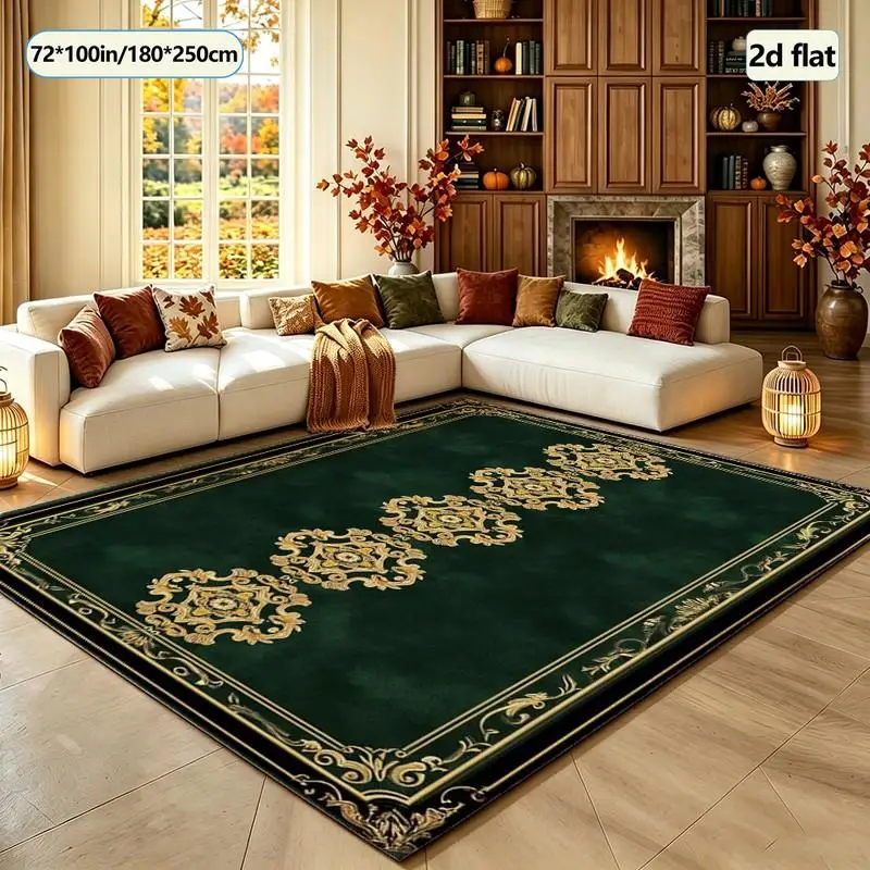 1 piece vintage ornate velvet rug, soft comfortable, all seasons, lightweight easy to maintain, home decor, living room decor, bedroom decor, autumn, winter