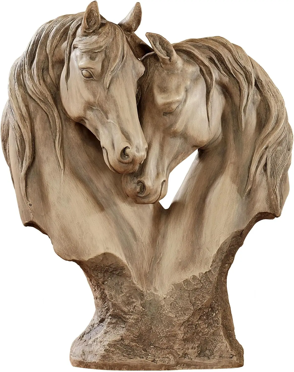 

Resin Horse Head Sculpture, Light Brown Nuzzling Equine Statue for Home Decor, Bedroom & Living Room Display