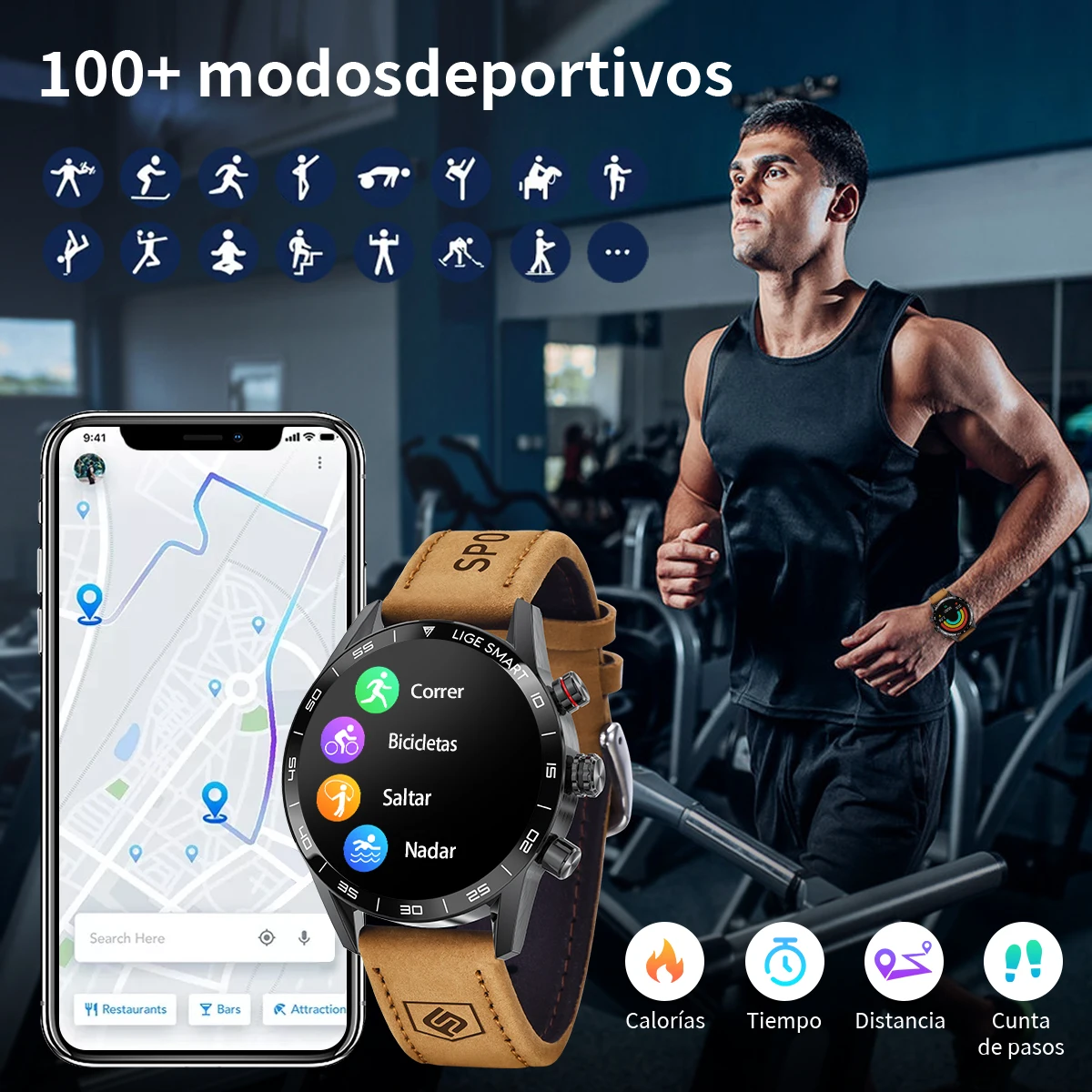 LIGE 2024 新しい頑丈な軍事 GPS スマートウォッチメンズ AMOLED HD スクリーン心拍数 Bluetooth 通話防水屋外スマートウォッチ