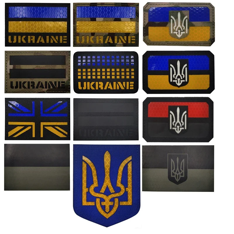 Ucrânia Flag Armband IR Patch, Emblemas de gancho e laço, Listra militar, Ukr tático para mochila
