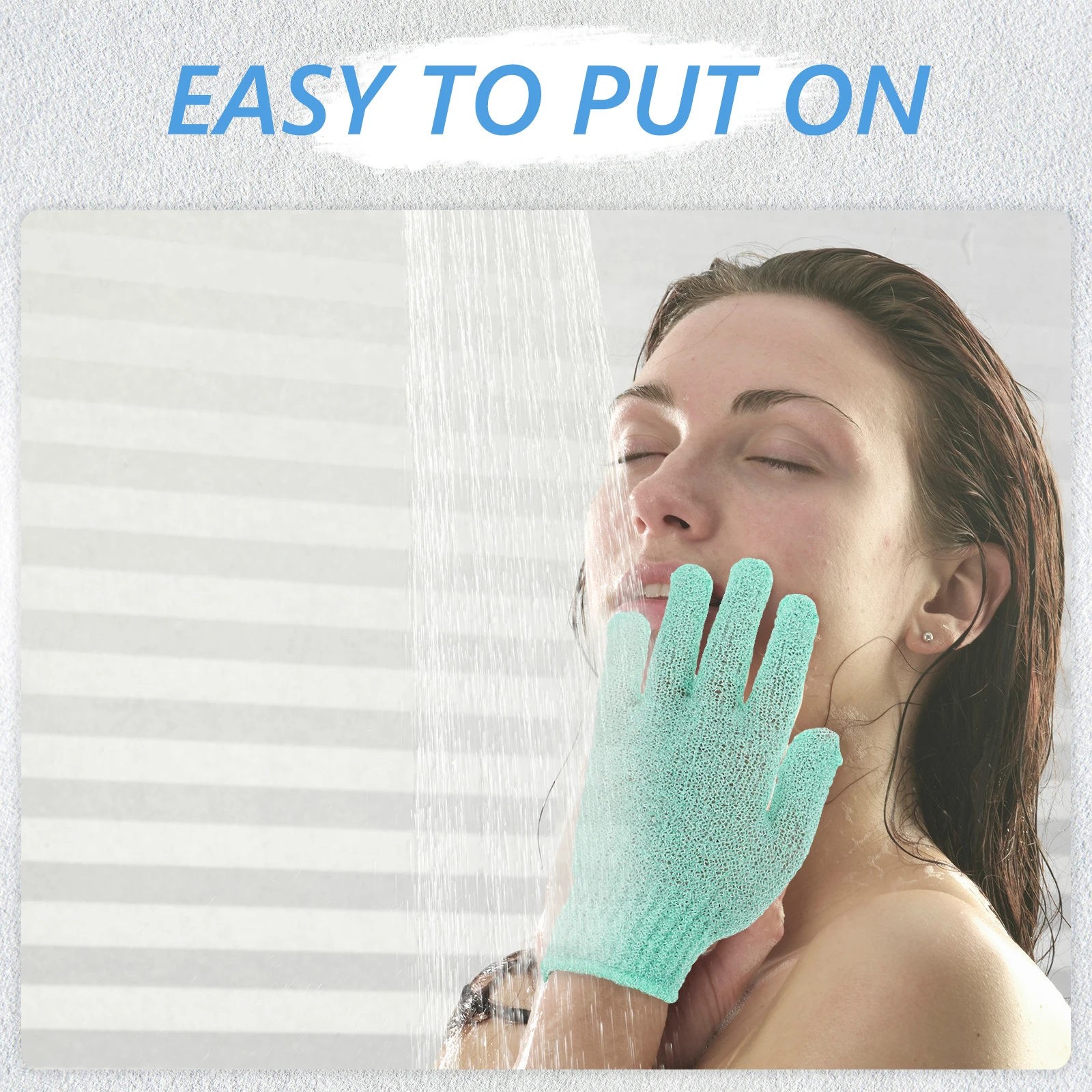 

4 Pairs Five Finger Bath Gloves Exfoliating Scrubber Elasticized Machine Washable Shower Body Cleanser Polyester Dry Oily Skin